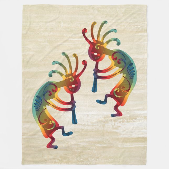 KOKOPELLI ornaments + your ideas Fleece Blanket (Front)