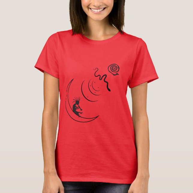 Kokopelli Petroglyphs Rock Art T-Shirt (Front)