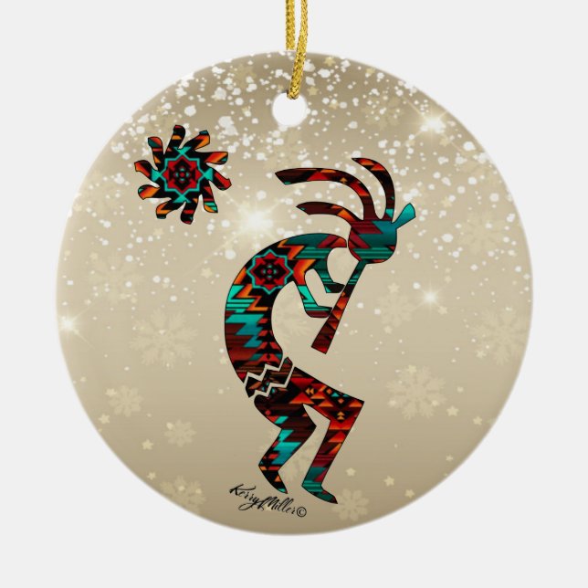 KOKOPELLI PLAYING THE FLUTE CERAMIC ORNAMENT (Front)