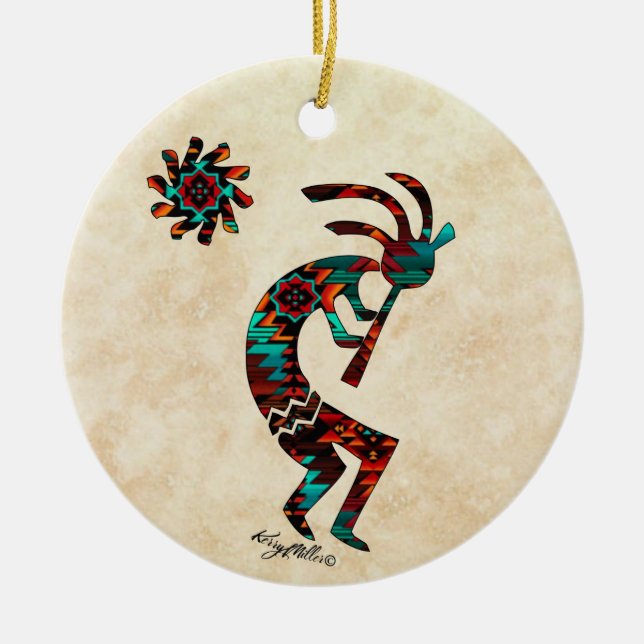 KOKOPELLI PLAYING THE FLUTE CERAMIC ORNAMENT (Front)