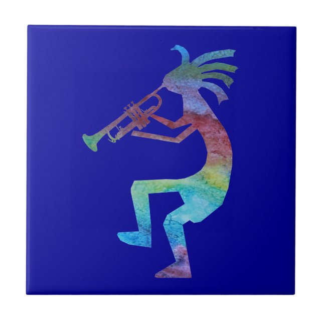 Kokopelli Plays The Trumpet Tile (Front)
