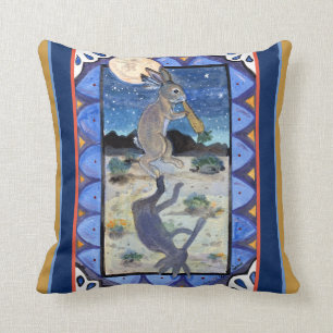 Kokopelli Rabbit Southwest Humour Wildlife Bunny Cushion