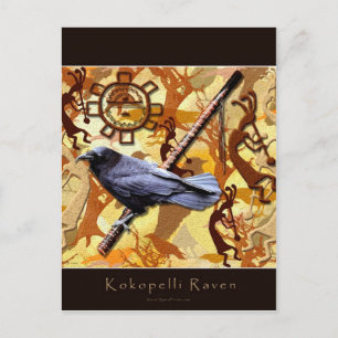 KOKOPELLI RAVEN Native American Art-style Series Postcard