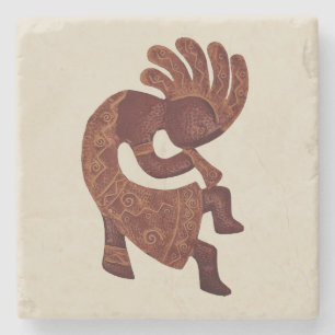 Kokopelli, Rust, Southwestern Stone Coaster