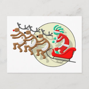 Kokopelli Santa Clause Holiday Postcard