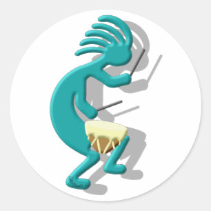 Kokopelli Snare Drum Classic Round Sticker