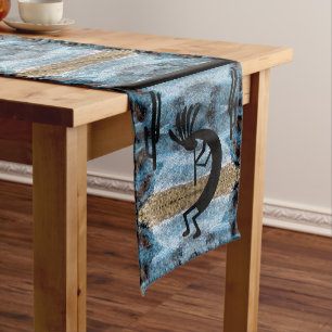 Kokopelli Southwest Abstract Mosaic Blue Medium Table Runner