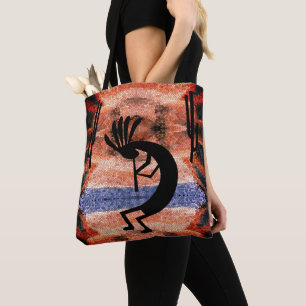 Kokopelli Southwest Desert Landscape Tote Bag
