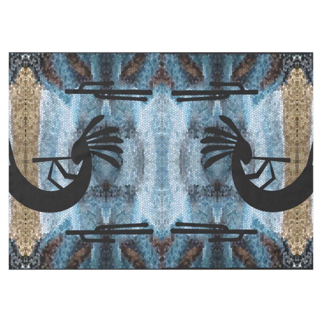 Kokopelli Southwest Desert Mosaic Blue  60 x 84 Tablecloth (Front (Horizontal))