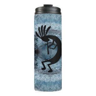 Kokopelli Southwest Desert Mosaic Blue Thermal Tumbler