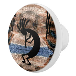 Kokopelli Southwest Desert Mosaic Ceramic Knob