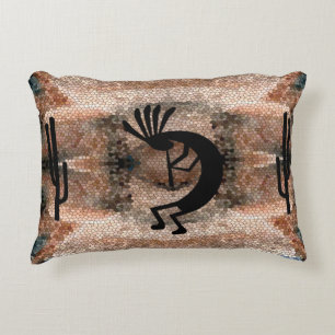 Kokopelli Southwest Desert Mosaic Decorative Cushion