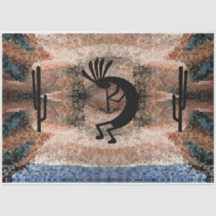 Kokopelli Southwest Desert Mosaic Decoupage Tissue Paper