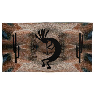 Kokopelli Southwest Desert Mosaic King Earthtone Pillowcase