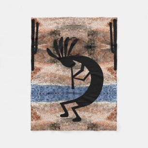 Kokopelli Southwest Desert Mosaic Small Fleece Blanket