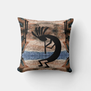Kokopelli Southwest Desert Mosaic sq Cushion