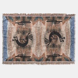 Kokopelli Southwest Desert Mosaic Throw Blanket