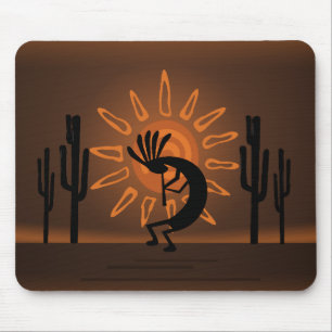 Kokopelli Southwest Rustic Brown Mousepad