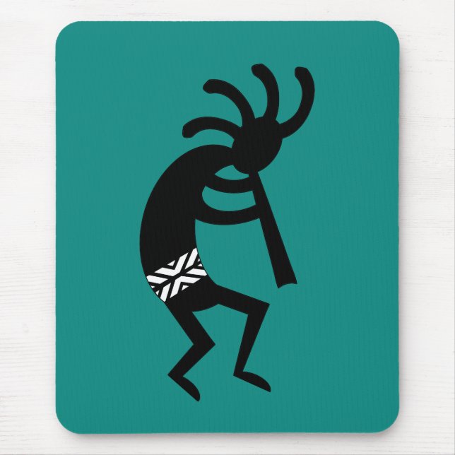 Kokopelli Southwest Teal Design Mouse Mat (Front)