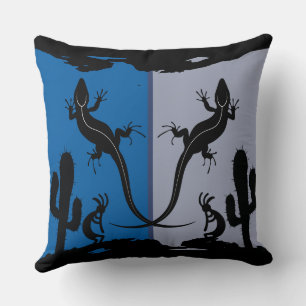 Kokopelli Southwestern Desert Lizards Throw Pillow