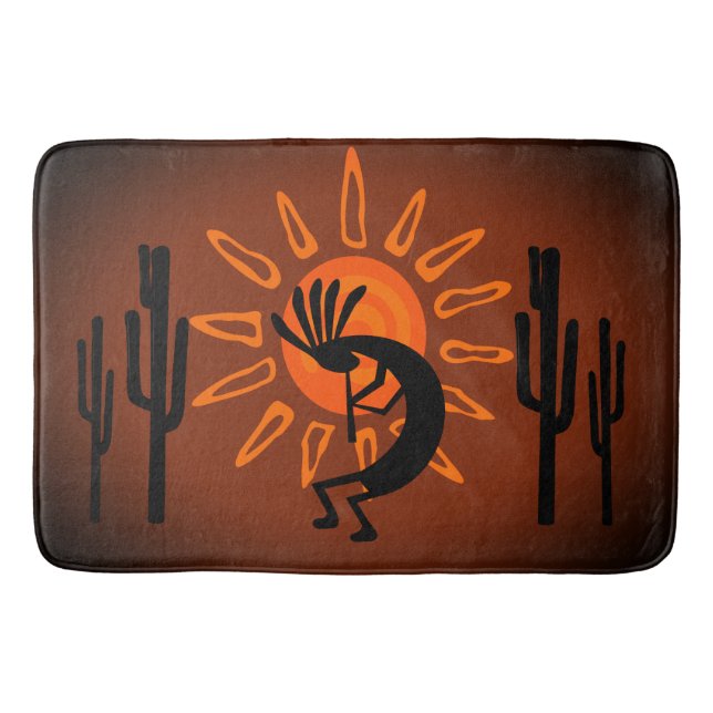 Kokopelli Sun Bronzed Sunset  Bath Mat (Front)