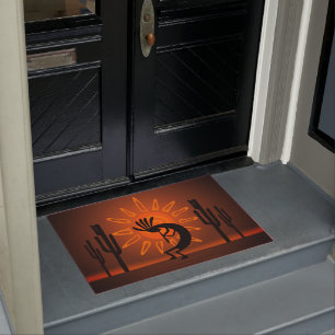 Kokopelli Sun Bronzed Sunset Desert Doormat