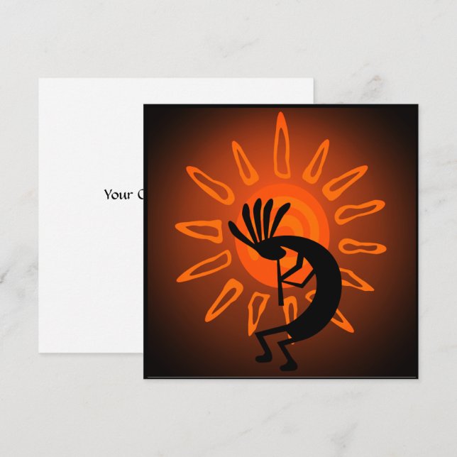 Kokopelli Sun Bronzed Sunset Flat Card (Front/Back)