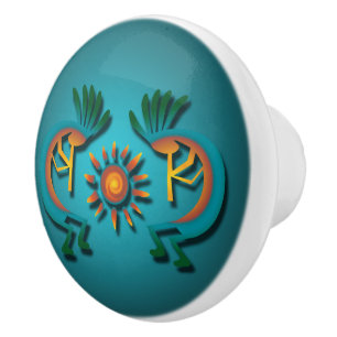 Kokopelli Sun Southwest Turquoise Door Knob