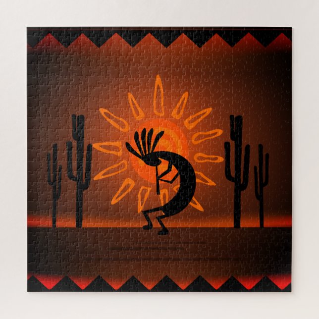 Kokopelli Sun Sunset Landscape 20" x 20" Jigsaw Puzzle (Vertical)