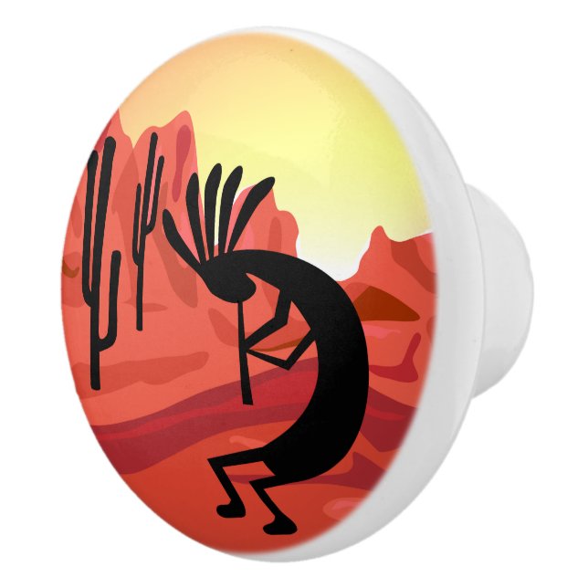 Kokopelli Sunset Desert Landscape Door Knob (Right)