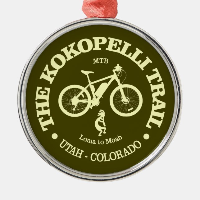Kokopelli Trail (MTB) Metal Tree Decoration (Front)