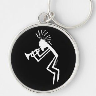 Kokopelli Trumpet Player Petroglyph Key Ring