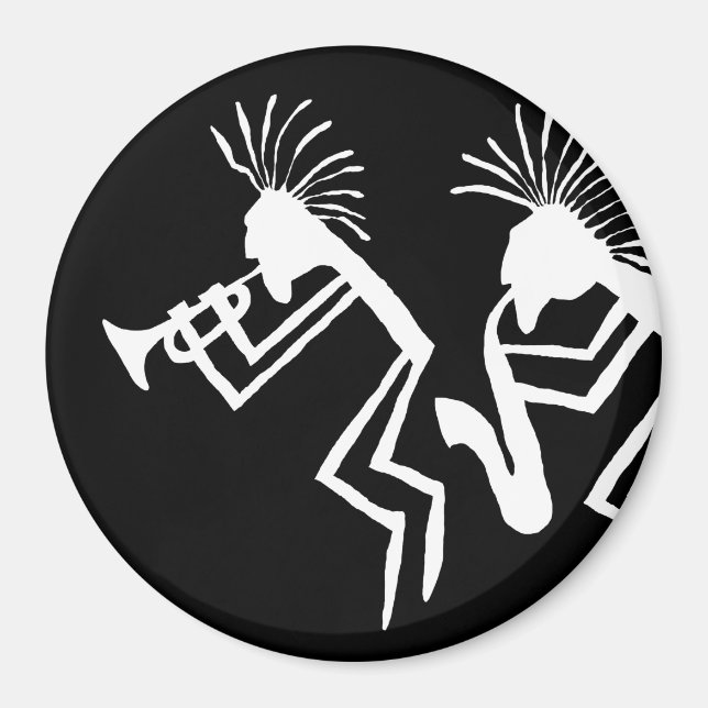 Kokopelli Trumpet Player Petroglyph Magnet (Front)
