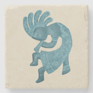 Kokopelli, Turquoise, Southwestern Stone Coaster