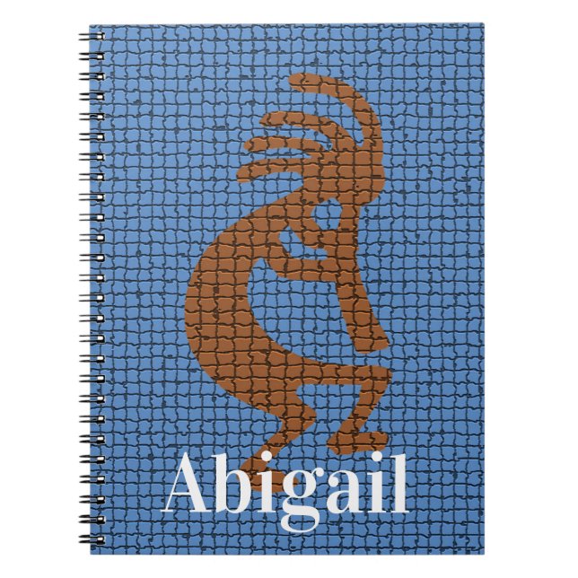 Kokopelli with Flute Musical Symbol Tiled Mosaic Notebook (Front)