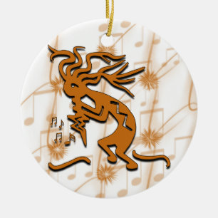 Kokopelli With Musical Notes Ceramic Tree Decoration
