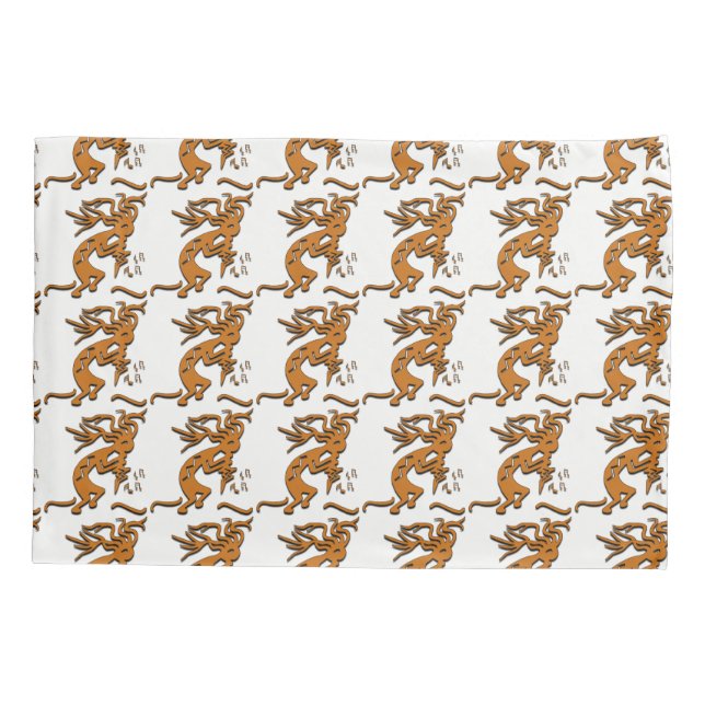 Kokopelli With Musical Notes Facing Right Pillowcase (Back)