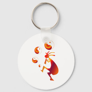 Kokopelli with Red Yin Yang Key Ring