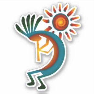 Kokopelli with Sun 4" Vinyl Sticker