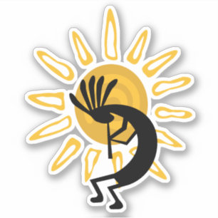 Kokopelli with Sun Gold Vinyl Sticker
