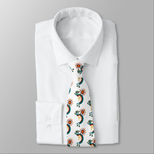 Kokopelli with Sun White Neck Tie
