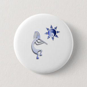 Kokopelli Yin Yang Sun 6 Cm Round Badge
