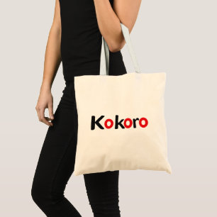 Kokoro Black and Red Text Tote Bag