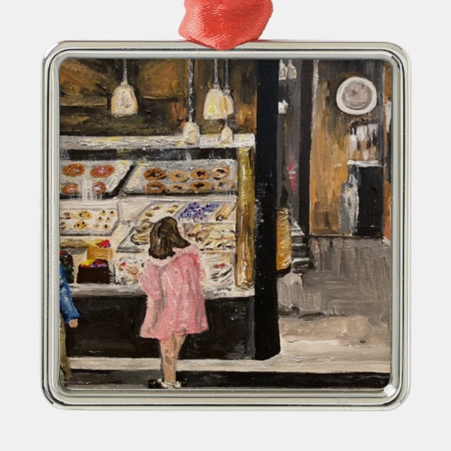 "Kolache at Christmas" painting by Therese Kramer  Metal Tree Decoration (Front)