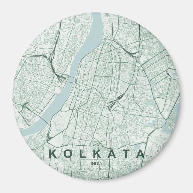 Kolkata India City Map Minimal Design Magnet (Front)