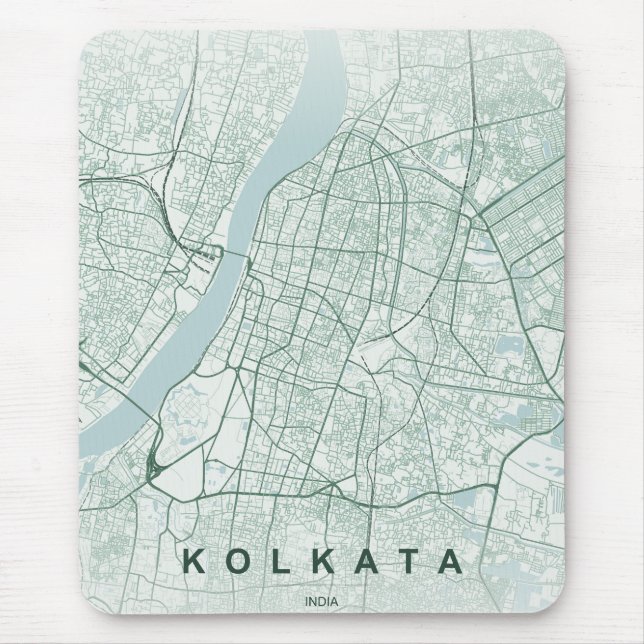 Kolkata India City Map Minimal Design Mouse Mat (Front)