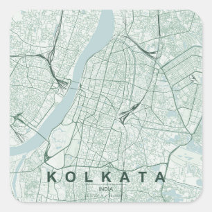 Kolkata India City Map Minimal Design Square Sticker