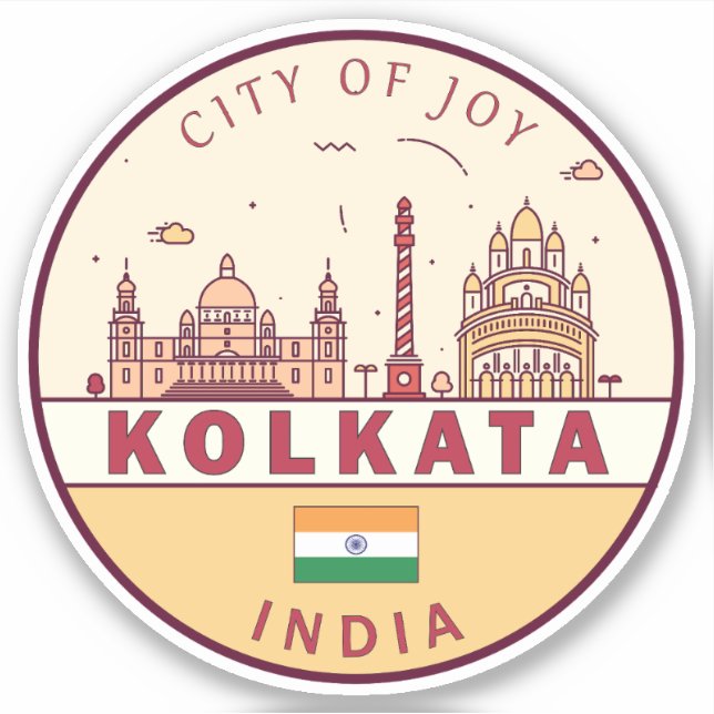 Kolkata India City Skyline Emblem (Front)