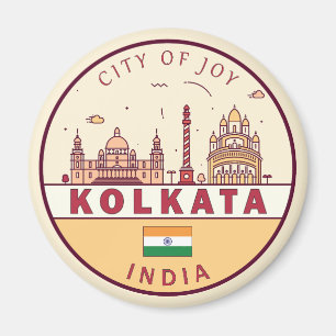 Kolkata India City Skyline Emblem Magnet