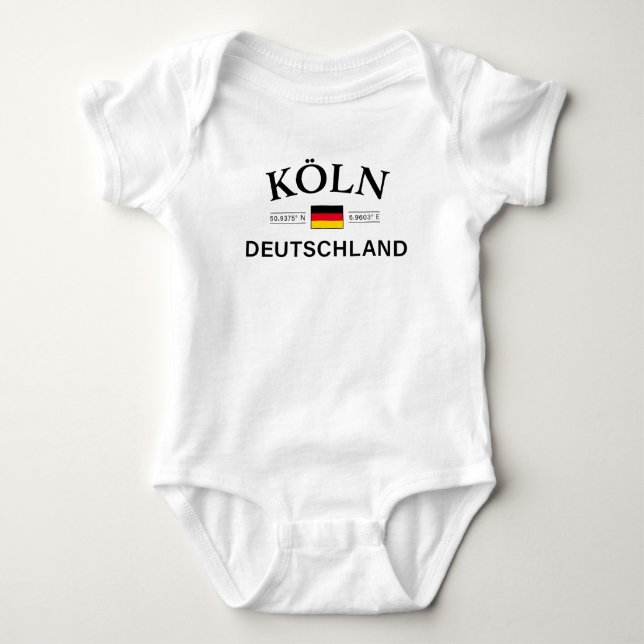 Koln (Cologne) Deutschland Coordinates German Baby Bodysuit (Front)